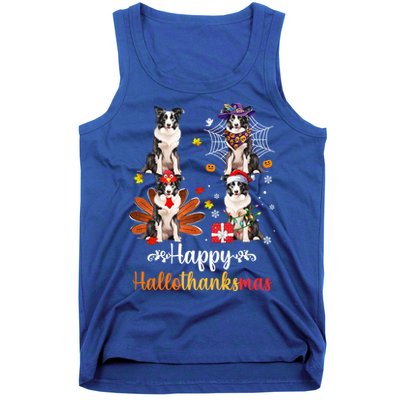 Border Collie Halloween Merry Christmas Happy Hallothanksmas Gift Tank Top