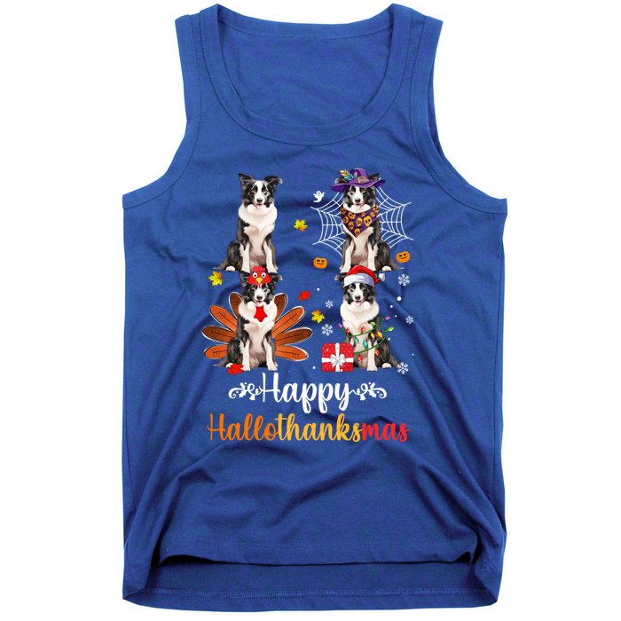 Border Collie Halloween Merry Christmas Happy Hallothanksmas Gift Tank Top