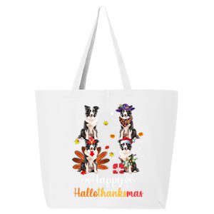 Border Collie Halloween Merry Christmas Happy Hallothanksmas Gift 25L Jumbo Tote