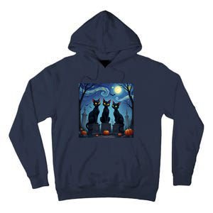 Black Cat Halloween Cat Lovers Starry Night Cat Van Gogh Tall Hoodie