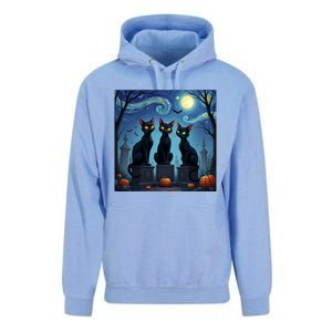 Black Cat Halloween Cat Lovers Starry Night Cat Van Gogh Unisex Surf Hoodie