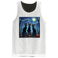 Black Cat Halloween Cat Lovers Starry Night Cat Van Gogh Mesh Reversible Basketball Jersey Tank