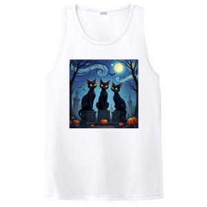 Black Cat Halloween Cat Lovers Starry Night Cat Van Gogh PosiCharge Competitor Tank