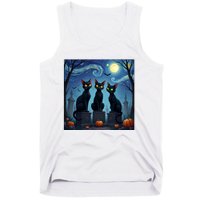 Black Cat Halloween Cat Lovers Starry Night Cat Van Gogh Tank Top