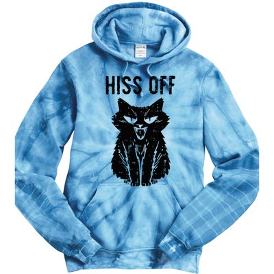 Black Cat Hiss Off Funny Meow Tie Dye Hoodie