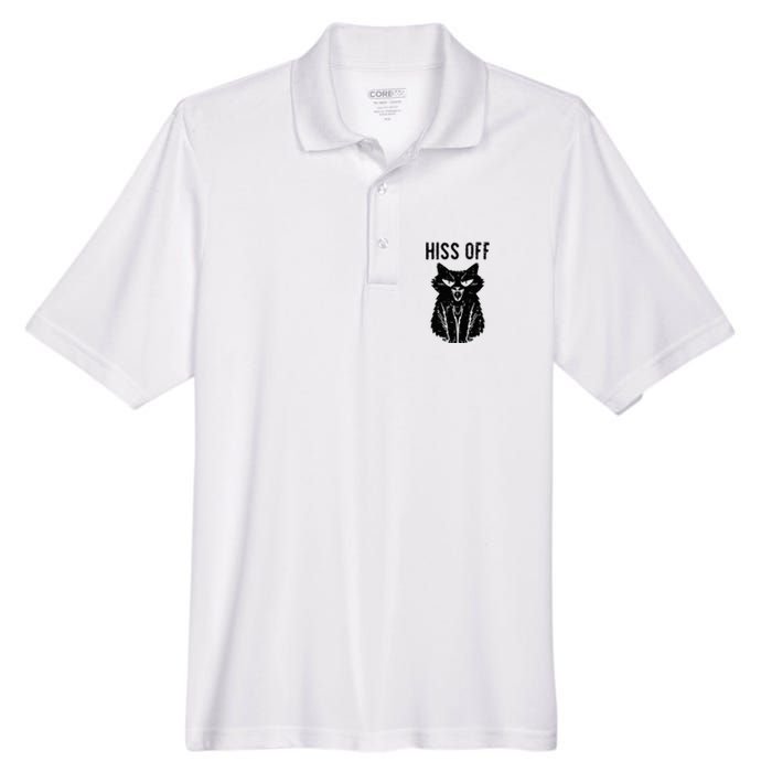 Black Cat Hiss Off Funny Meow Men's Origin Performance Pique Polo