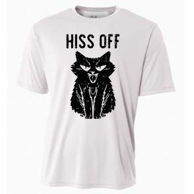 Black Cat Hiss Off Funny Meow Cooling Performance Crew T-Shirt