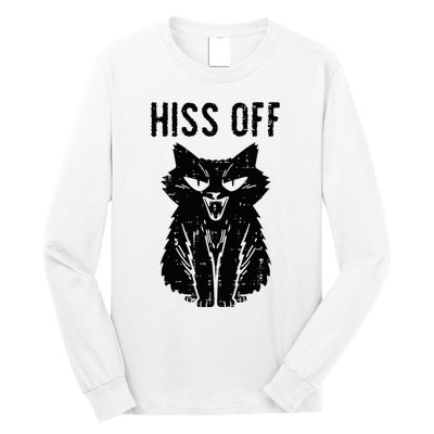 Black Cat Hiss Off Funny Meow Long Sleeve Shirt