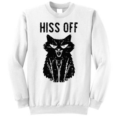 Black Cat Hiss Off Funny Meow Sweatshirt