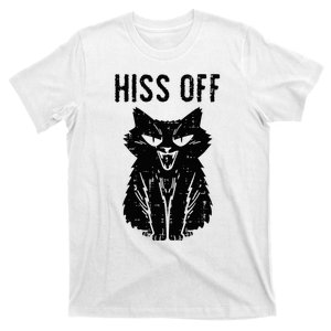 Black Cat Hiss Off Funny Meow T-Shirt