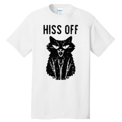 Black Cat Hiss Off Funny Meow Tall T-Shirt