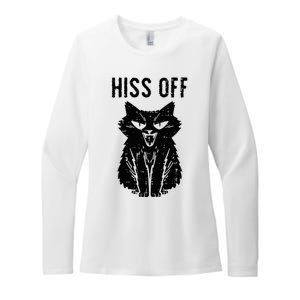 Black Cat Hiss Off Funny Meow Womens CVC Long Sleeve Shirt