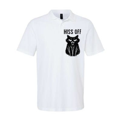 Black Cat Hiss Off Funny Meow Softstyle Adult Sport Polo