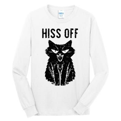 Black Cat Hiss Off Funny Meow Tall Long Sleeve T-Shirt