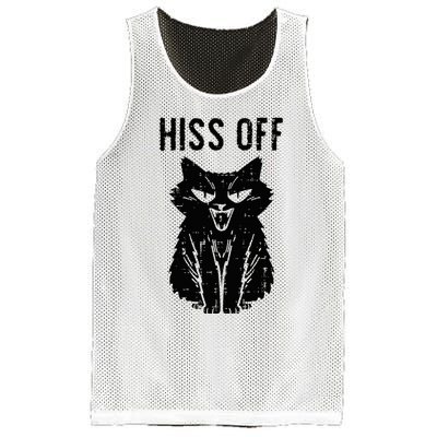 Black Cat Hiss Off Funny Meow Mesh Reversible Basketball Jersey Tank