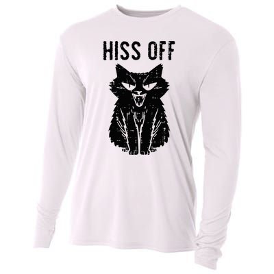 Black Cat Hiss Off Funny Meow Cooling Performance Long Sleeve Crew