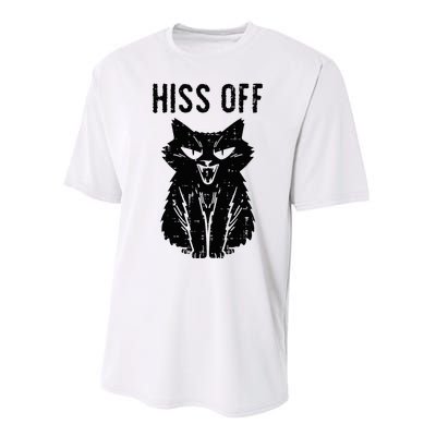 Black Cat Hiss Off Funny Meow Performance Sprint T-Shirt