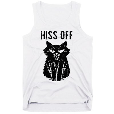 Black Cat Hiss Off Funny Meow Tank Top