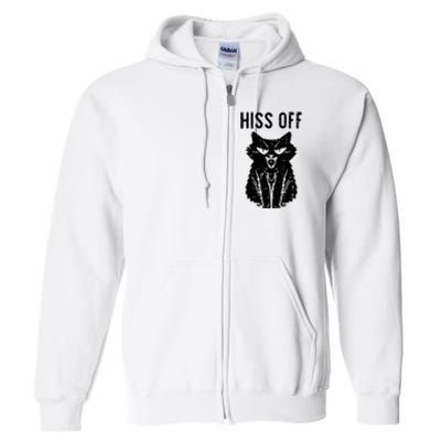 Black Cat Hiss Off Funny Meow Full Zip Hoodie