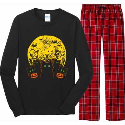 Black Cats Halloween Long Sleeve Pajama Set