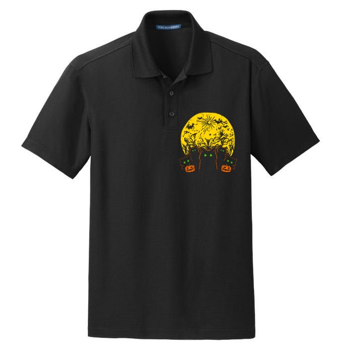 Black Cats Halloween Dry Zone Grid Polo