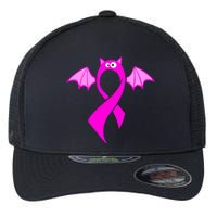 Breast Cancer Halloween Bat Pink Ribbon Flexfit Unipanel Trucker Cap