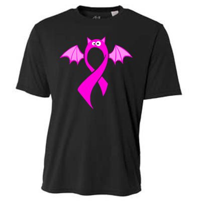 Breast Cancer Halloween Bat Pink Ribbon Cooling Performance Crew T-Shirt