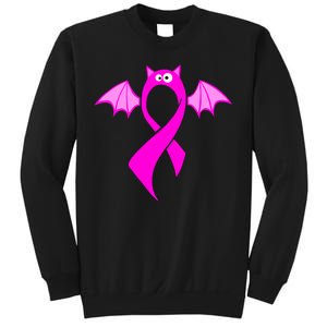 Breast Cancer Halloween Bat Pink Ribbon Sweatshirt