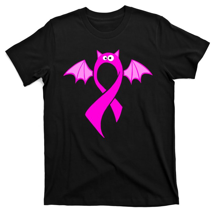 Breast Cancer Halloween Bat Pink Ribbon T-Shirt