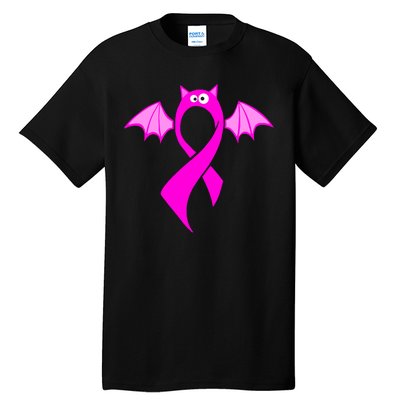 Breast Cancer Halloween Bat Pink Ribbon Tall T-Shirt