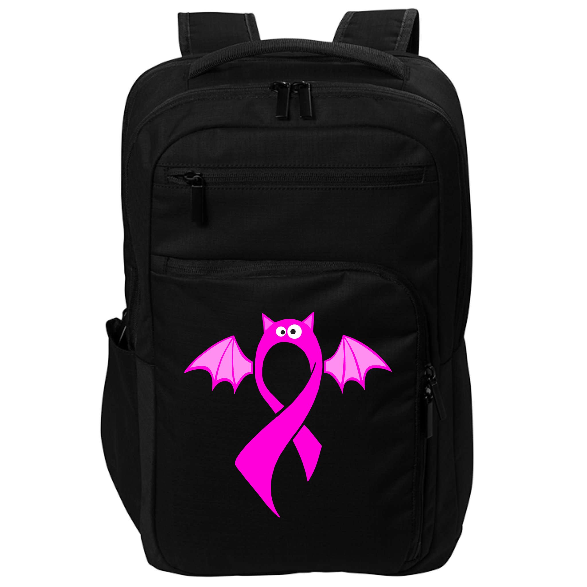 Breast Cancer Halloween Bat Pink Ribbon Impact Tech Backpack