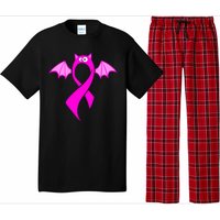 Breast Cancer Halloween Bat Pink Ribbon Pajama Set