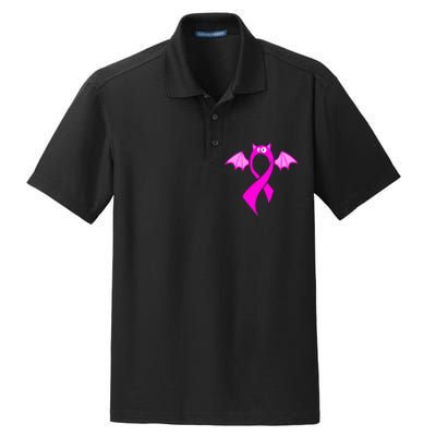 Breast Cancer Halloween Bat Pink Ribbon Dry Zone Grid Polo