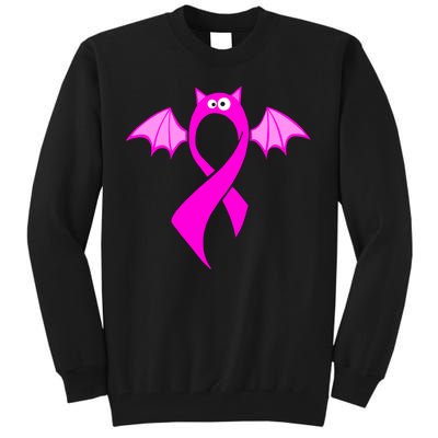 Breast Cancer Halloween Bat Pink Ribbon Tall Sweatshirt