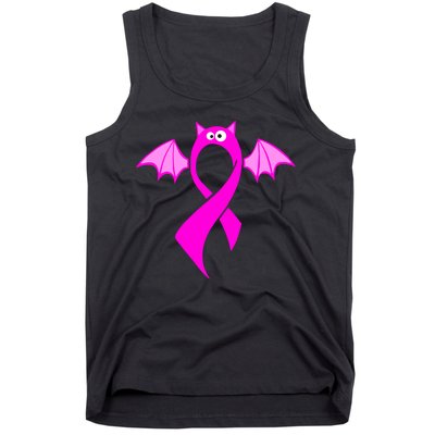 Breast Cancer Halloween Bat Pink Ribbon Tank Top