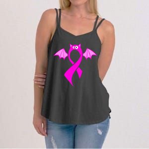 Breast Cancer Halloween Bat Pink Ribbon Women's Strappy Tank