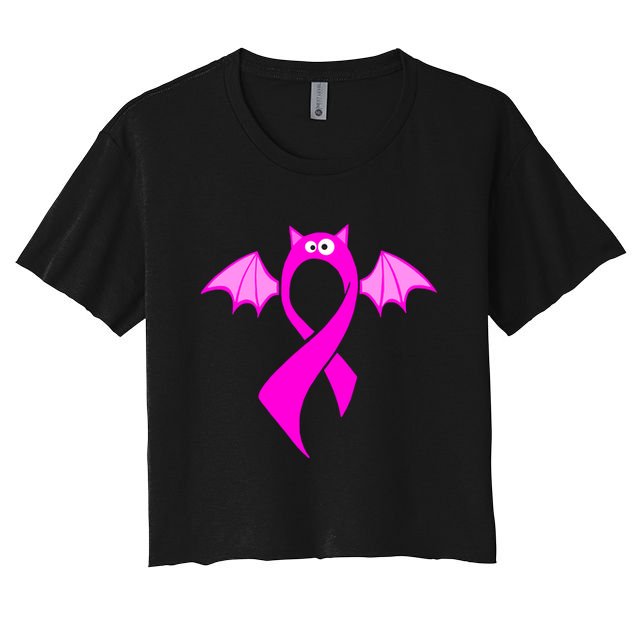 Breast Cancer Halloween Bat Pink Ribbon Crop Top