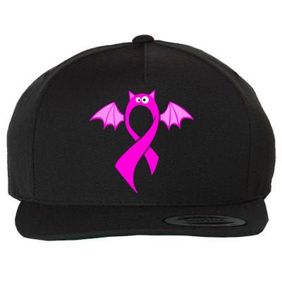 Breast Cancer Halloween Bat Pink Ribbon Wool Snapback Cap