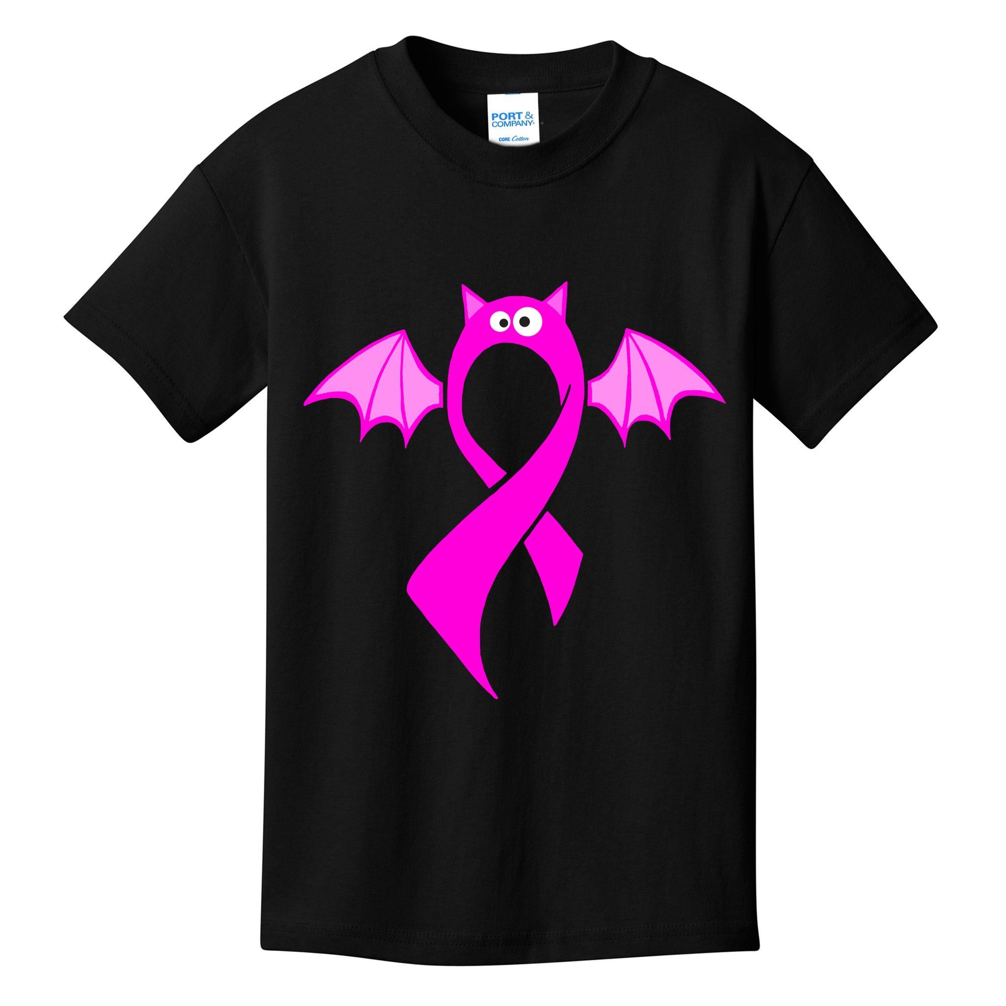 Breast Cancer Halloween Bat Pink Ribbon Kids T-Shirt