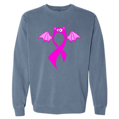 Breast Cancer Halloween Bat Pink Ribbon Garment-Dyed Sweatshirt