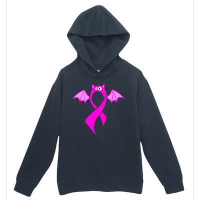 Breast Cancer Halloween Bat Pink Ribbon Urban Pullover Hoodie