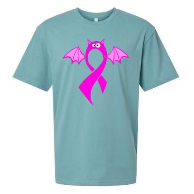 Breast Cancer Halloween Bat Pink Ribbon Sueded Cloud Jersey T-Shirt