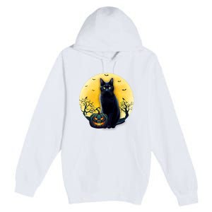 Black Cat Halloween Pumpkin Costume For Kids Premium Pullover Hoodie