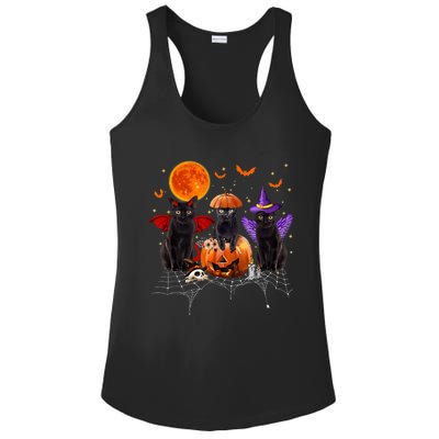 Black Cat Halloween Black Cat Sitting On Pumpkin Ladies PosiCharge Competitor Racerback Tank