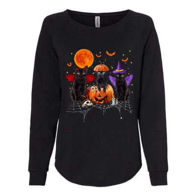 Black Cat Halloween Black Cat Sitting On Pumpkin Womens California Wash Sweatshirt