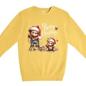 Beary Christmas Holiday Season Winter Vibes Christmas Cool Gift Premium Crewneck Sweatshirt