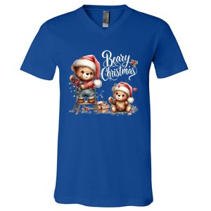 Beary Christmas Holiday Season Winter Vibes Christmas Cool Gift V-Neck T-Shirt