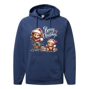 Beary Christmas Holiday Season Winter Vibes Christmas Cool Gift Performance Fleece Hoodie