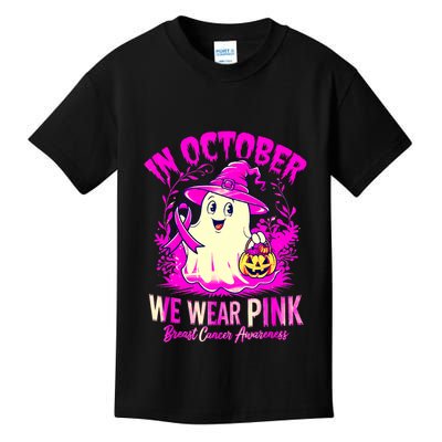 Breast Cancer Halloween In October We Wear Kids T-Shirt