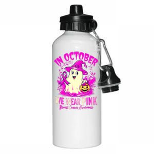 Breast Cancer Halloween In October We Wear Aluminum Water Bottle 